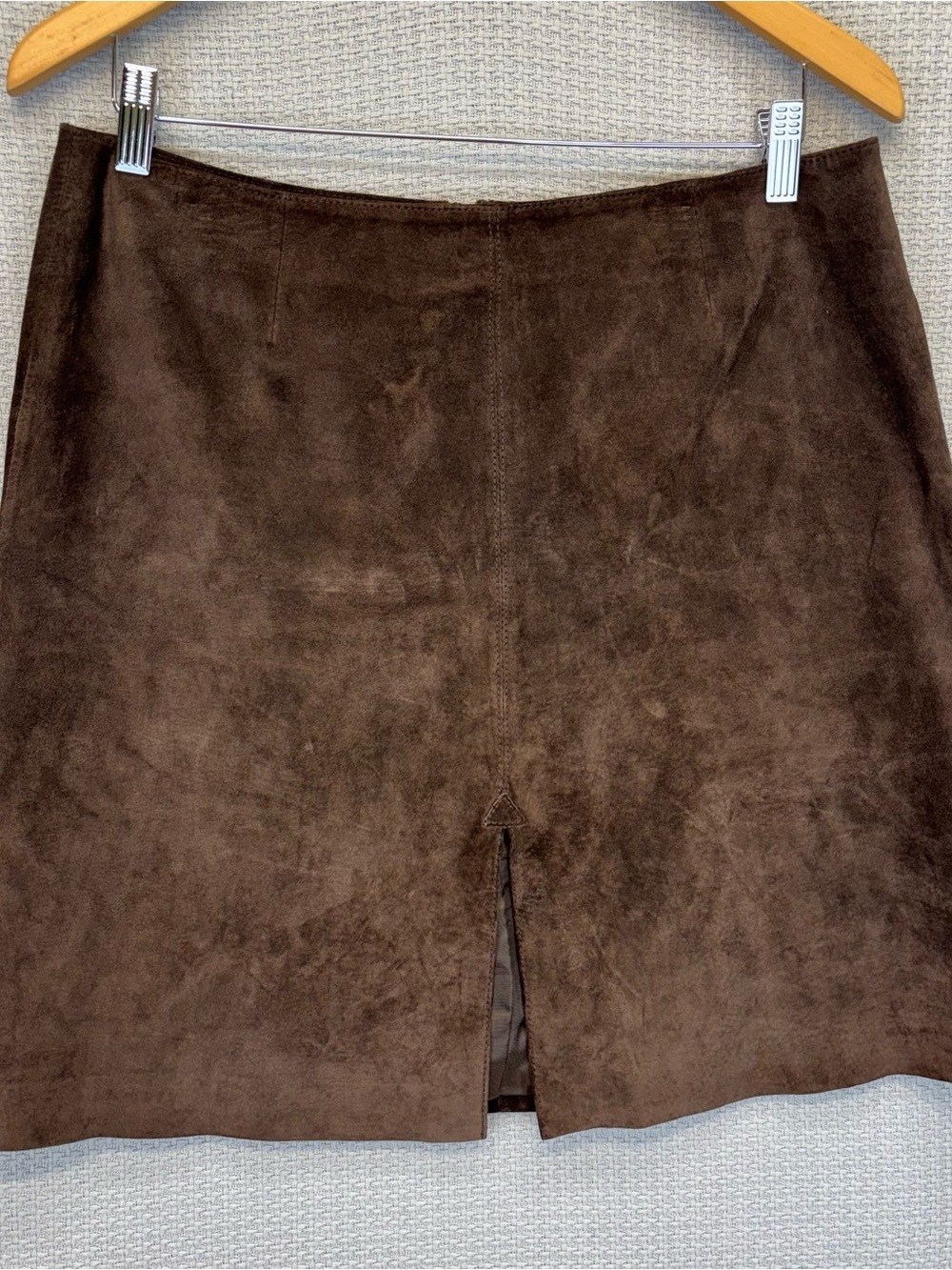 Vintage Margaret Godfrey Suede Leather Brown Mini Skirt Sz 12 P Western Cowgirl